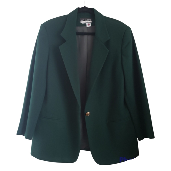 Sag Harbor Jackets & Blazers - Green Wool Blazer by Sag Harbor Petite 14  Holiday Winter dress jacket oversized
